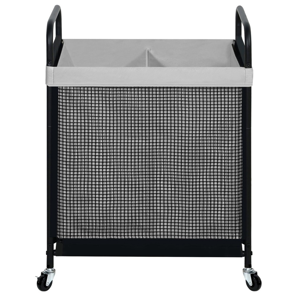 Laundry Hamper 2 Section, 100L Rolling Laundry Sorter Cart with Removable and...
