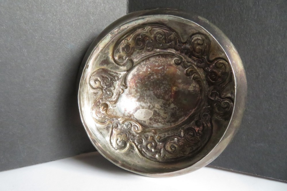 VINTAGE 3" Sterling OR Silver Plate *VIDEO* Candy/Sugar Jar Lid W/Ornate Pattern