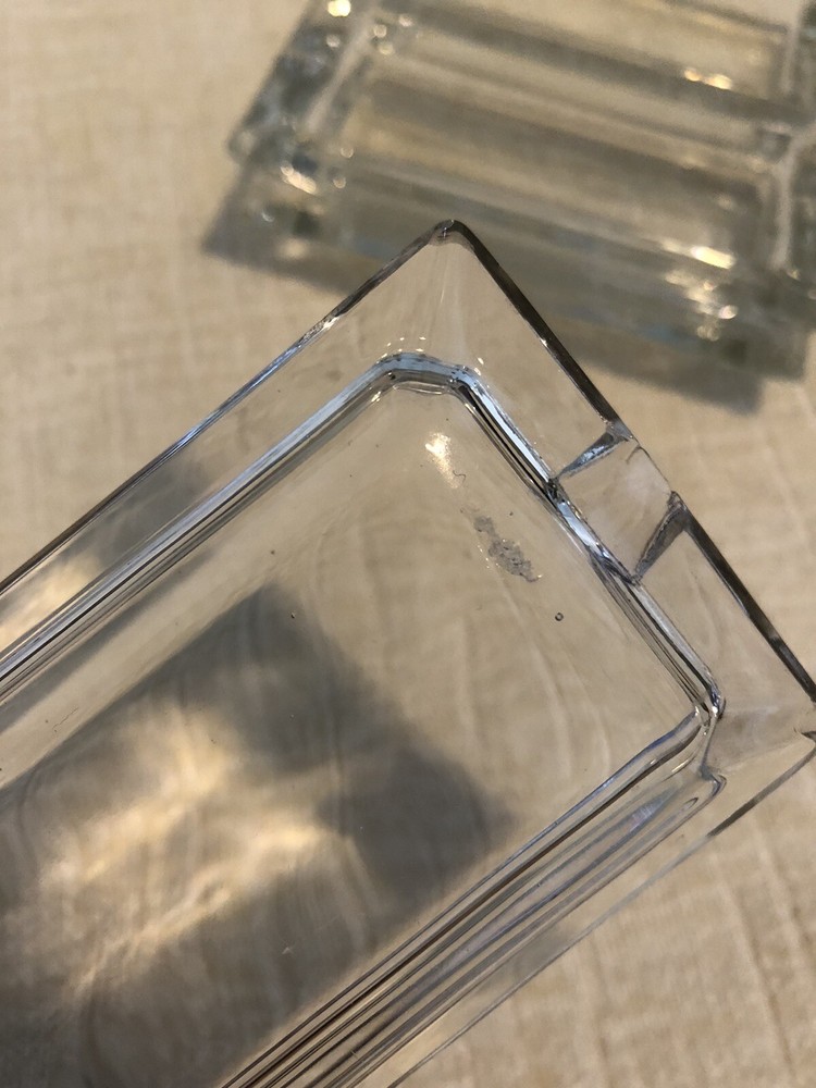 4 Clear Beveled Glass MCM Rectangular Individual 2.5”x5” Ashtrays