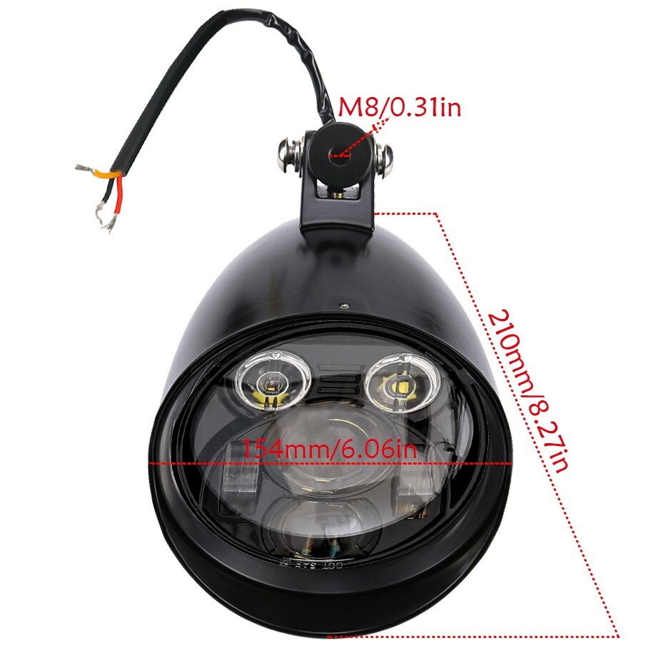 6" LED Bullet Headlight Lamp for Motorcycle Bobber Chopper Dyna