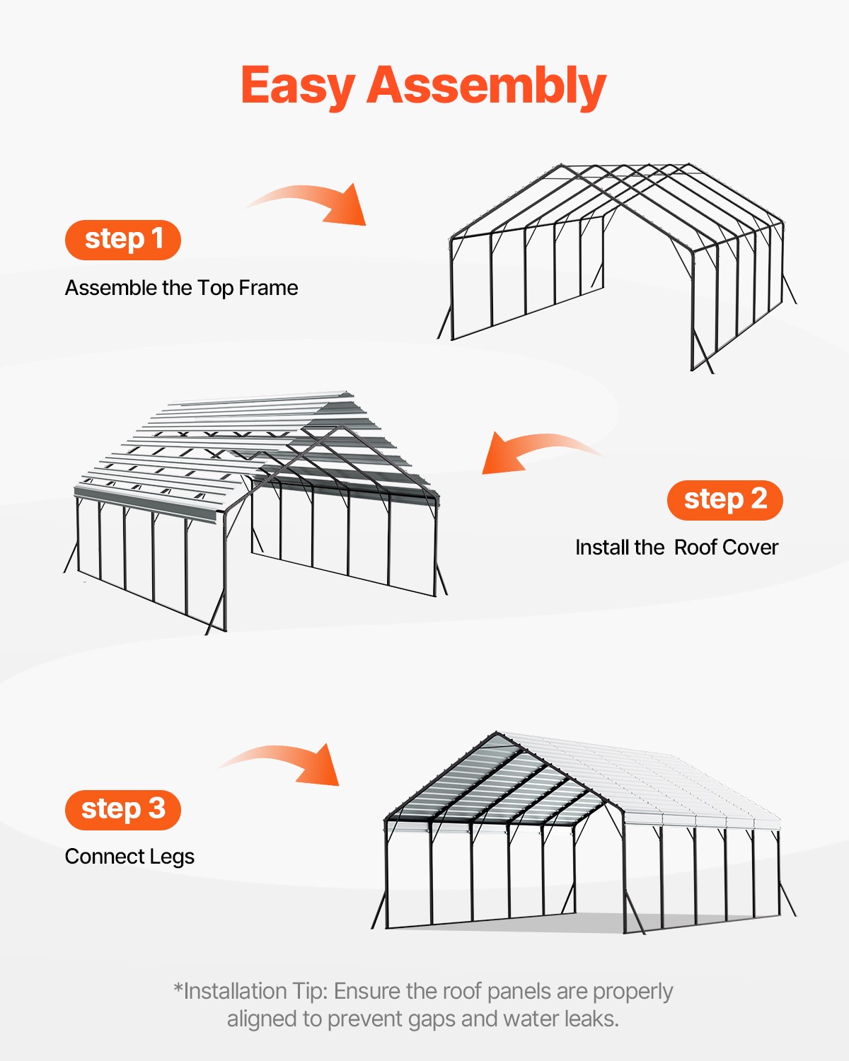 VEVOR 20 x 24 ft Heavy Duty Metal Carport Outdoor Boat Shelter