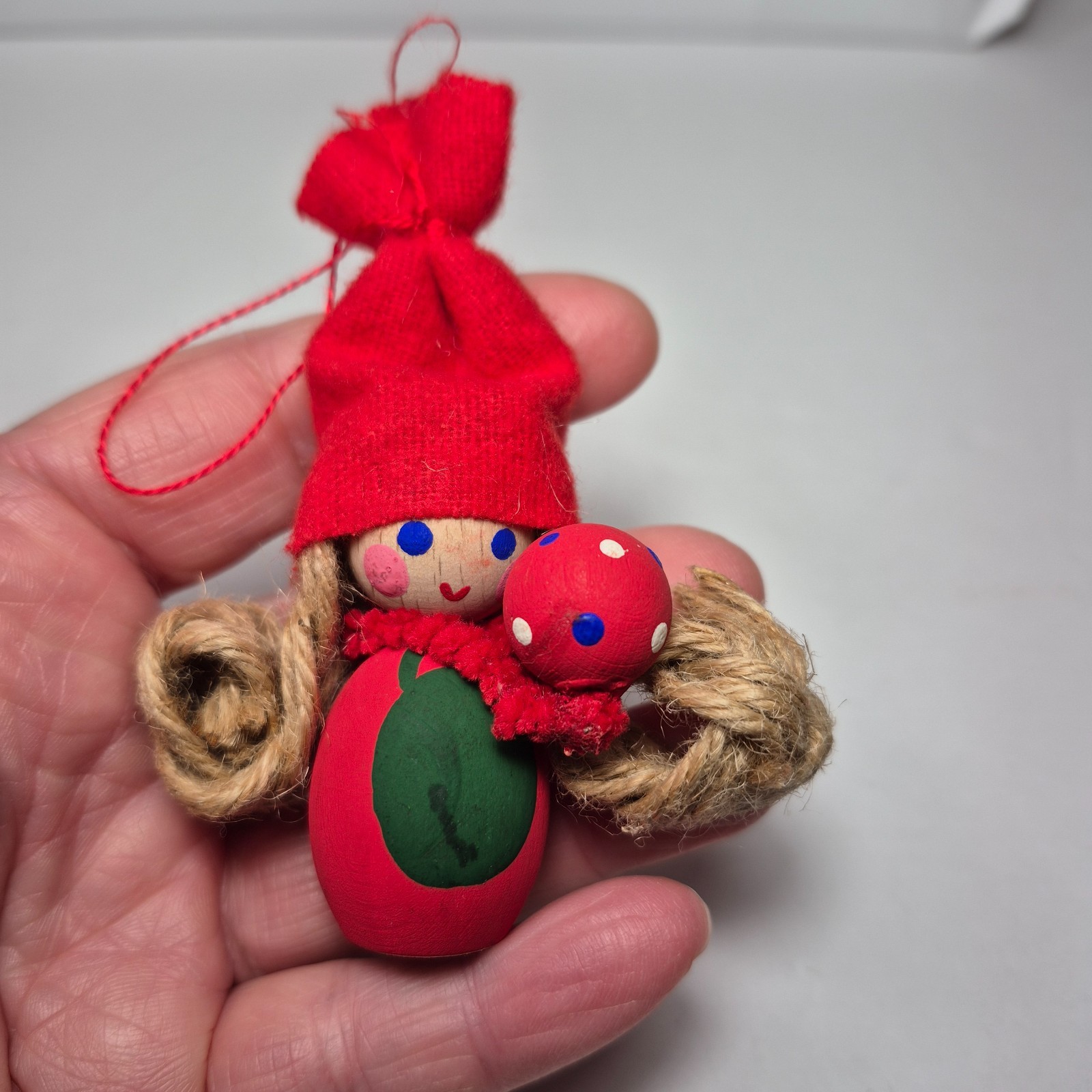 Holboll Denmark Folk Art Wood Female Gnome Christmas 3.5" Figurine