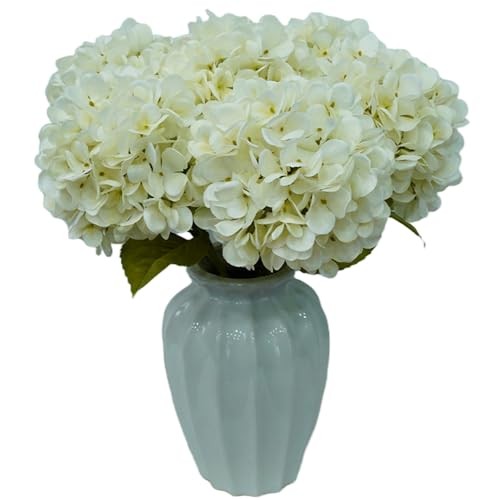 6pcs Artificial Hydrangea Flowers - Easy to Shape for Home White