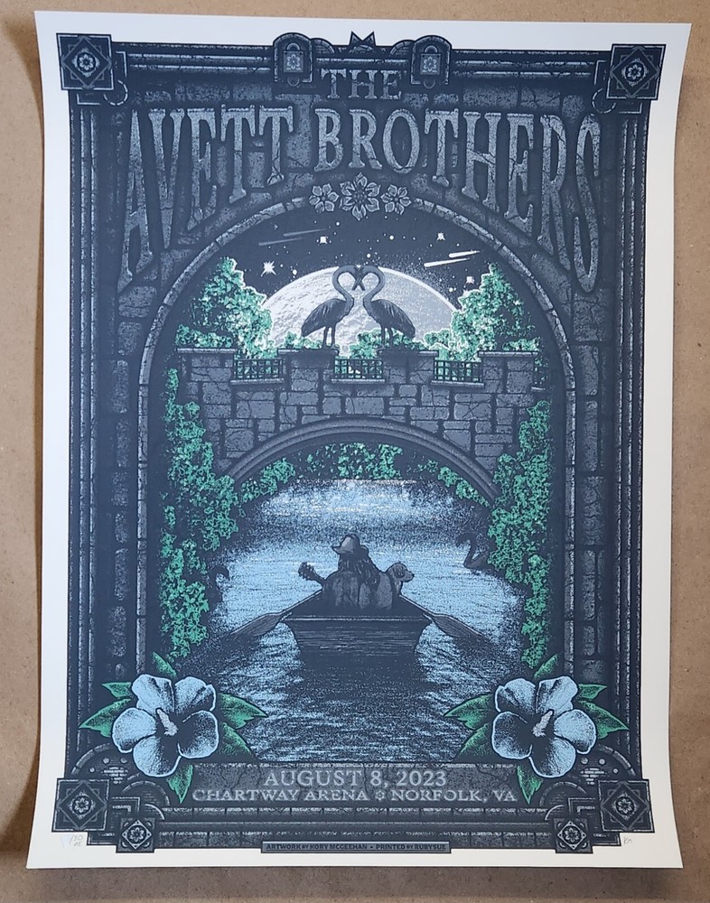 Avett Brothers Norfolk Poster by Kory McGee VA 8.8.23 Concert Summer Tour Chart