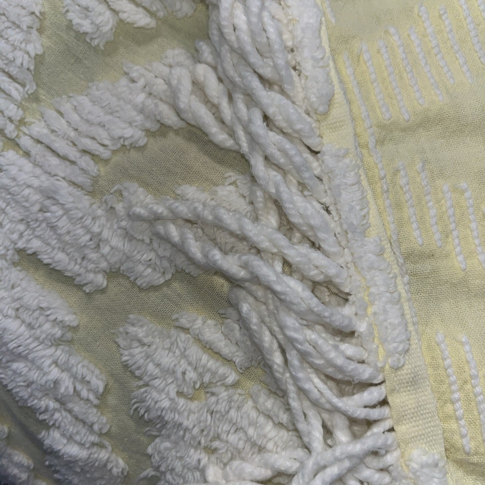 Vintage Yellow Chenille Bedspread Full Size 107” X 95”