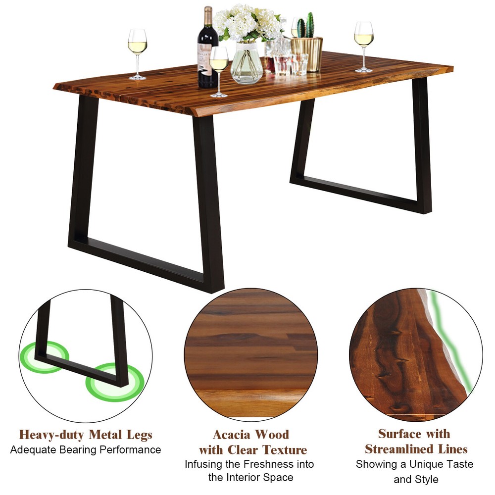 Rectangular Acacia Wood Dining Table Rustic Indoor &Outdoor Garden Home