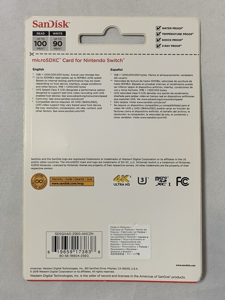 SanDisk 256GB microSDXC Memory Card for Nintendo Switch