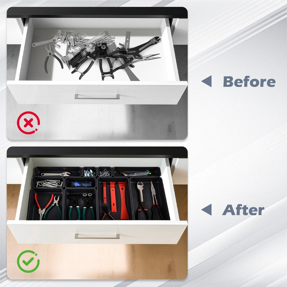 69PCS Large Plastic Drawer Organizer, 5 Sizes Versatile Desk Drawer Organizer...