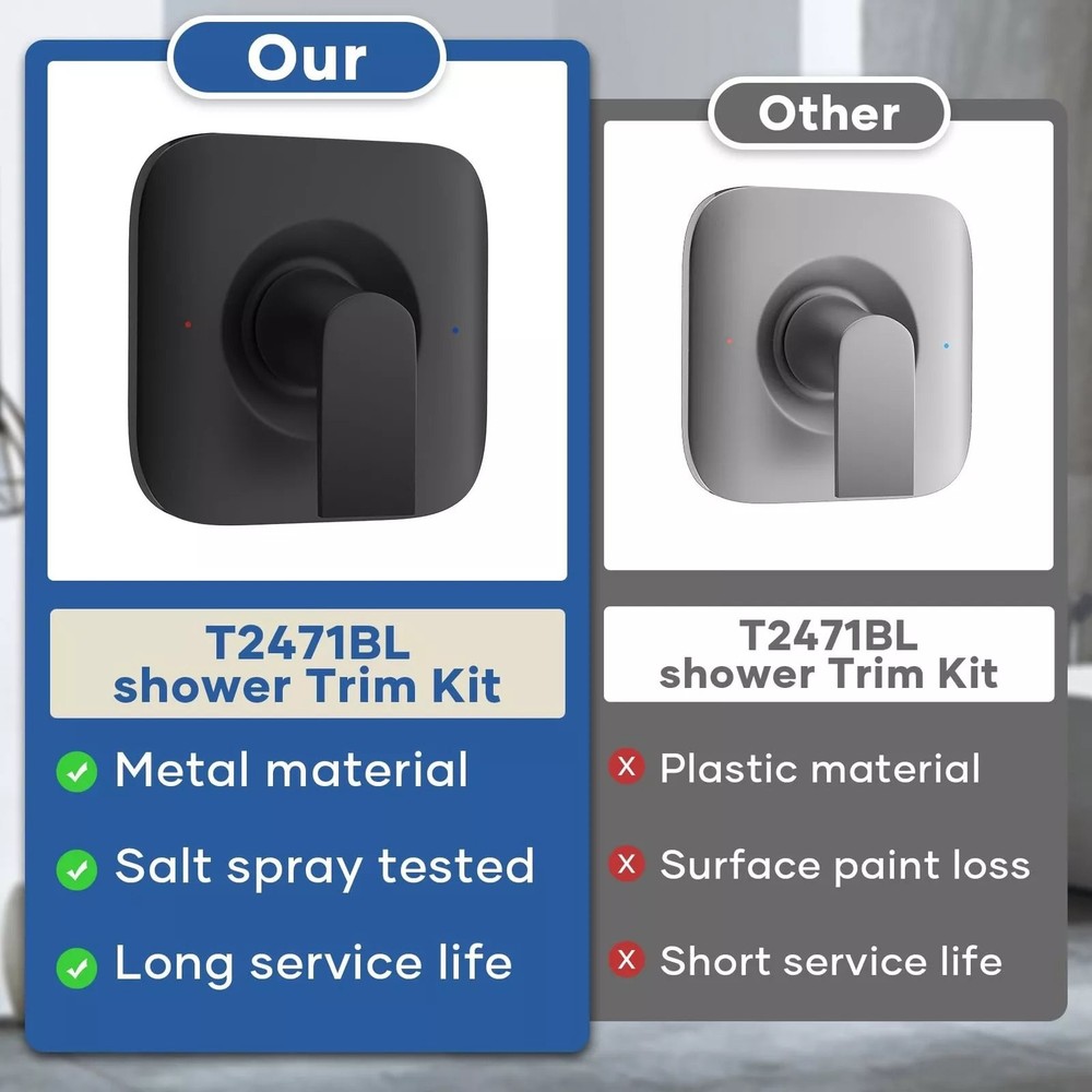 1 Set Durable Black Shower Handle Kit Replace For T2471BL Posi-Temp Valve