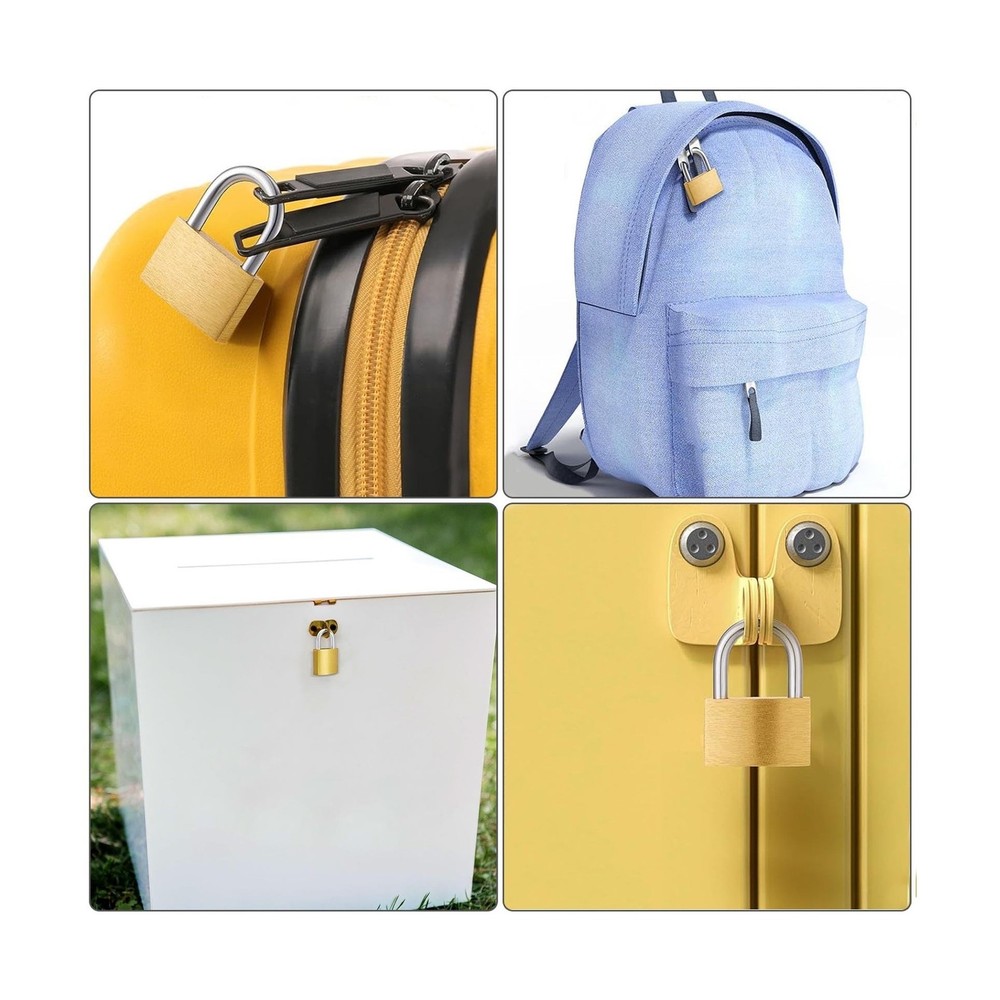 2 Pcs Small Solid Brass Locks with Keys, 20mm + 25mm Mini Key Locks, for Lugg...