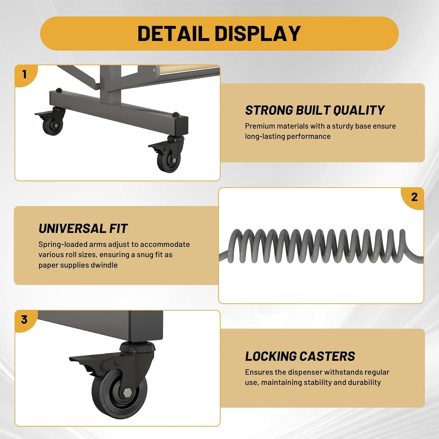 Large Paper Roll Holder Rack for 8 Roll 36" Rolls Dispenser Stand and Cutter