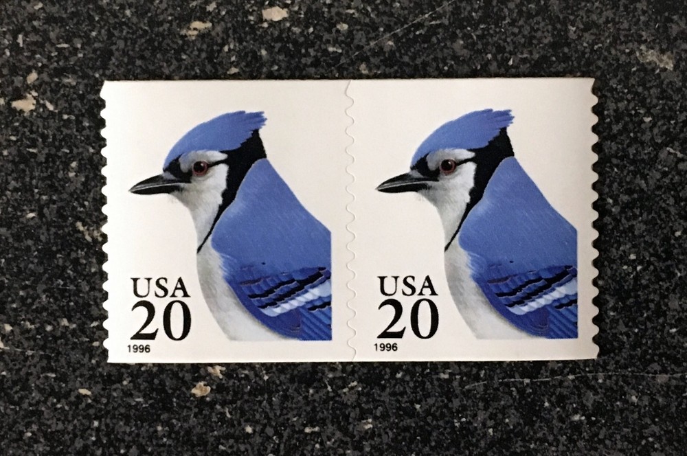 1996USA 20c #3053 Blue Jay - Coil Pair  Mint