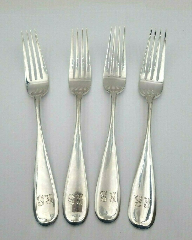4 Classic Style Pattern Russian 84 Silver Dinner Forks 8 1/8" #7029