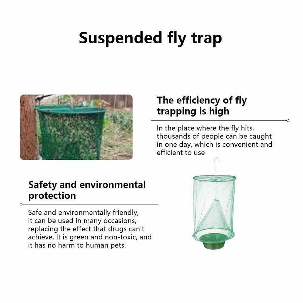 4 Pack The Ranch Fly Trapper Reusable Pest Bug Fly Catcher Killer Cage Net Trap