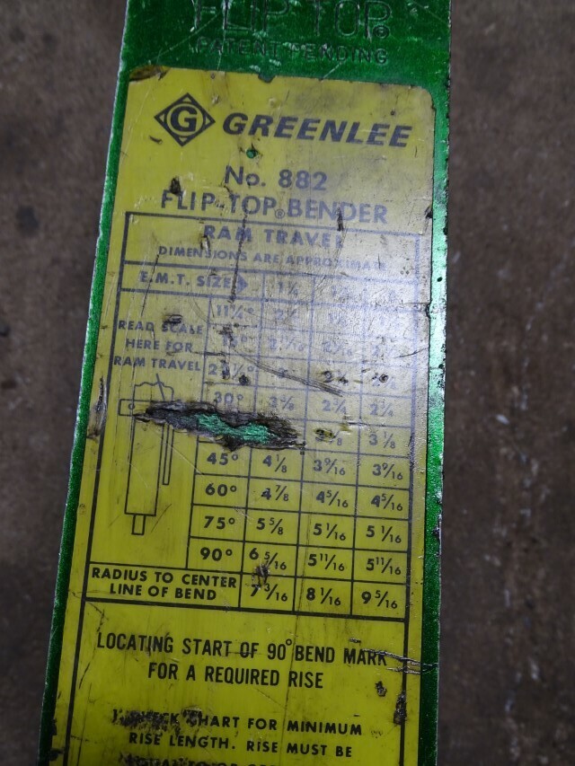 Greenlee EMT Conduit, Flip top bender , 882