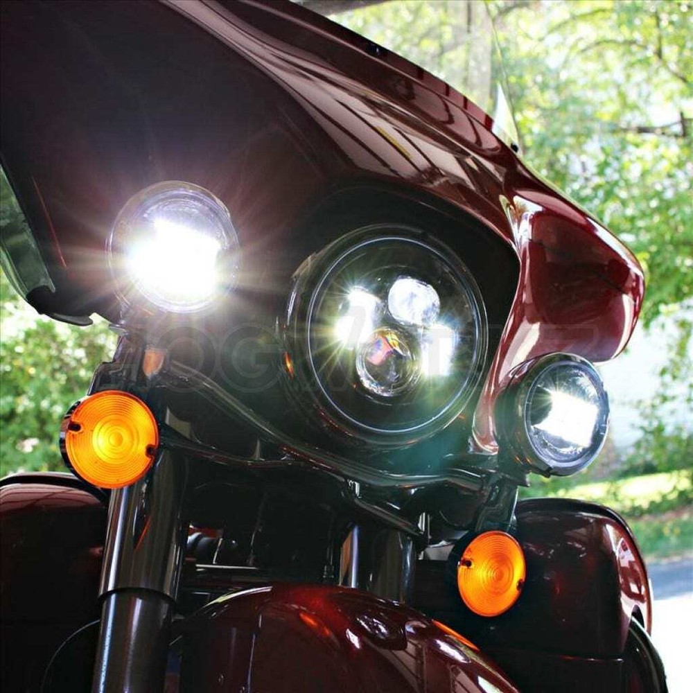 Hogworkz Blackout 7" LED Harley Daymaker Style Headlight w/ Auxiliary Passing...