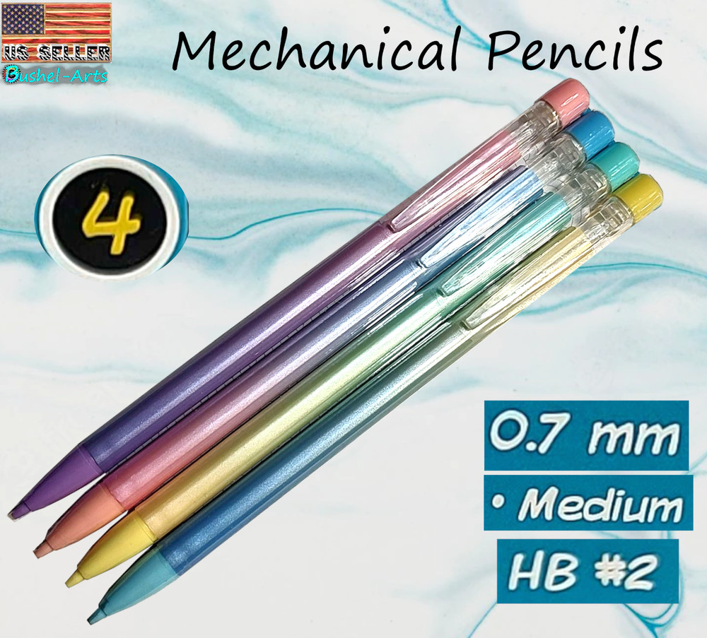 4ct Mechanical Pencils ~Refillable ~Medium 0.7 HB#2 ~Jot Multi Color