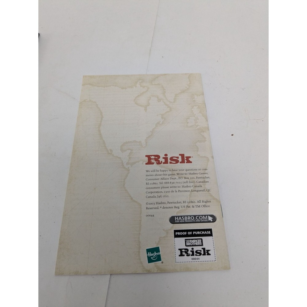 Risk 2003 Board Game Replacement Parts Pieces Instructions