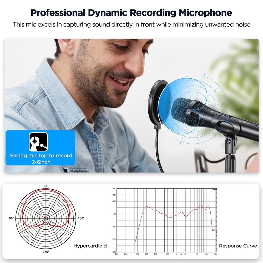 Xlr Usb Dynamic Microphone for Singing Recording, Metal Dynamic Studio Singin...