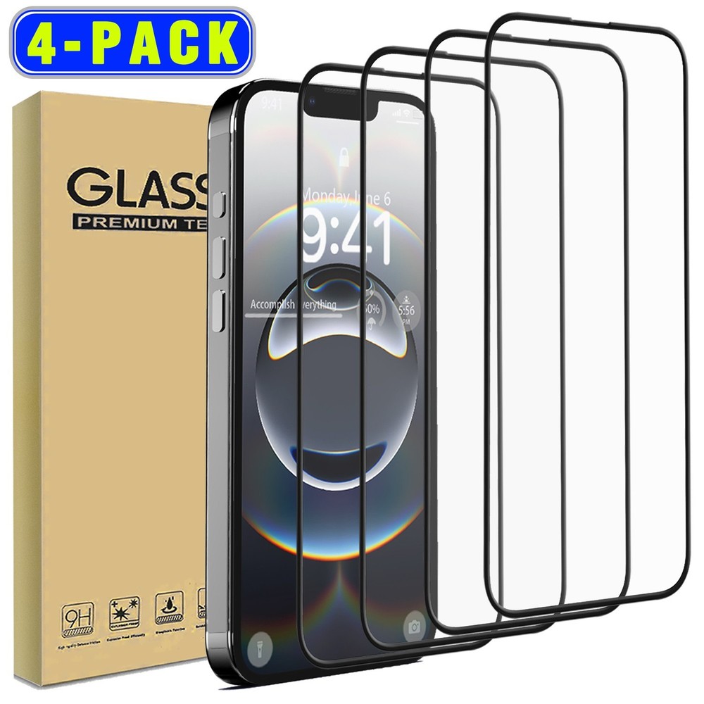 4-Pack For iPhone 16 Pro Max Plus 16e Full Cover Tempered Glass Screen Protector