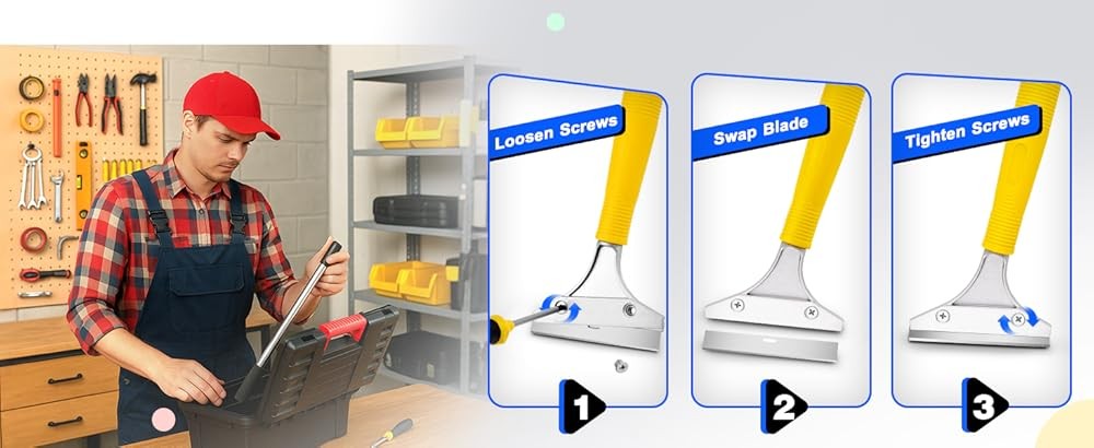 Scraper Tool Adjustable Floor Scraper Long Handle Heavy Duty Paint