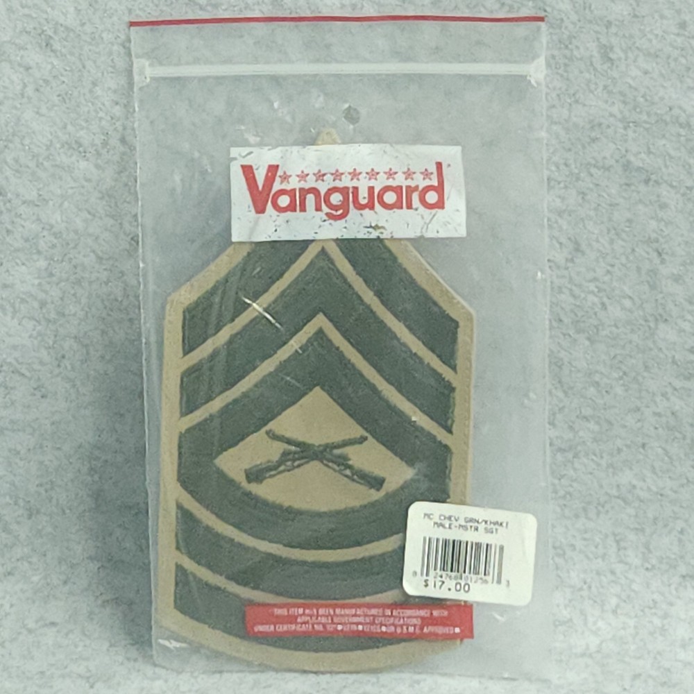 USMC Master Sergeant E-8 Rank Patch Pair 1990s Vanguard New Khaki NOS
