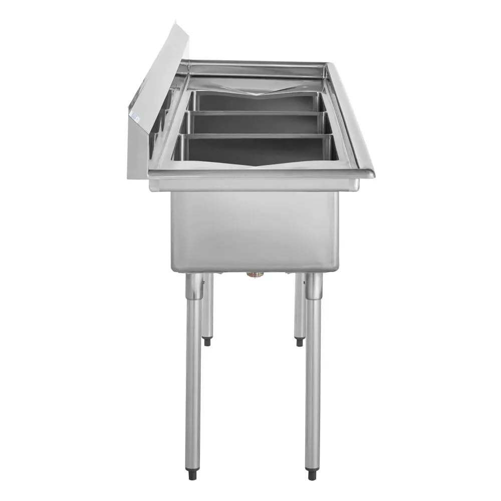 Kratos 29N-003 - Commercial NSF 3 Compartment Sink - 18"Wx18"Lx12"H Bowl Size -