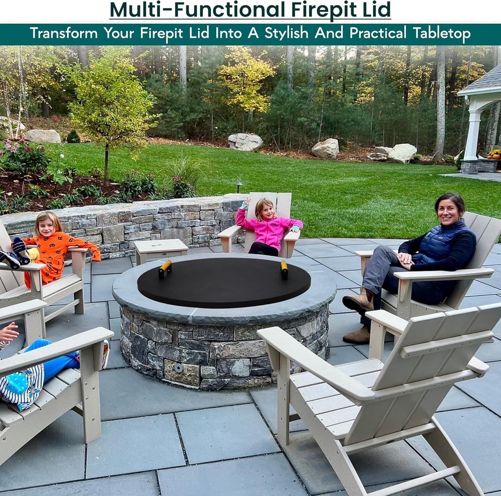 FEBTECH 30" Fire Pit Cover Round - Perfect for Fire Pit Inside Up to 28"