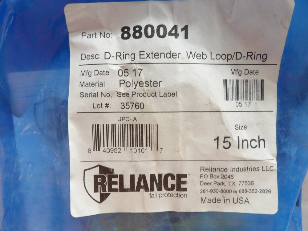 Reliance 15" D-Ring Extender Web Loop/D-Ring 880041