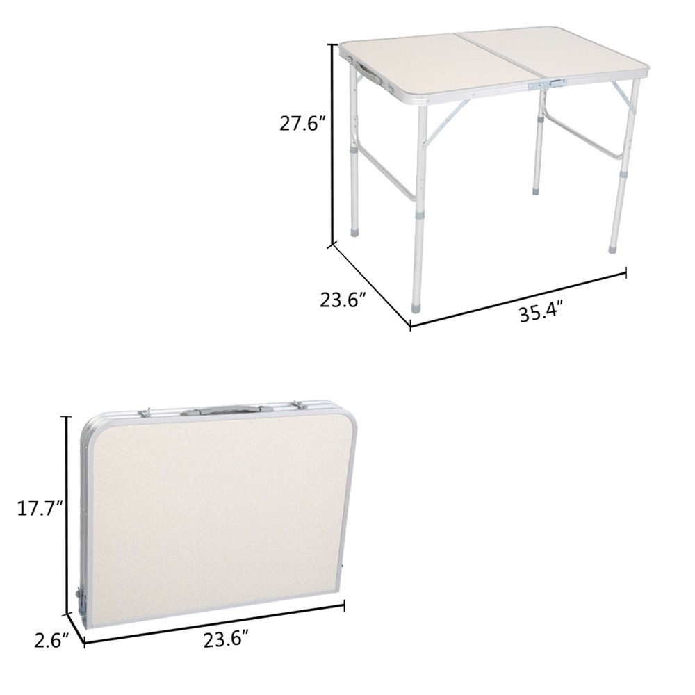 3/4/6FT White Folding Table with Carrying Handle Height Adjustable Lightweight