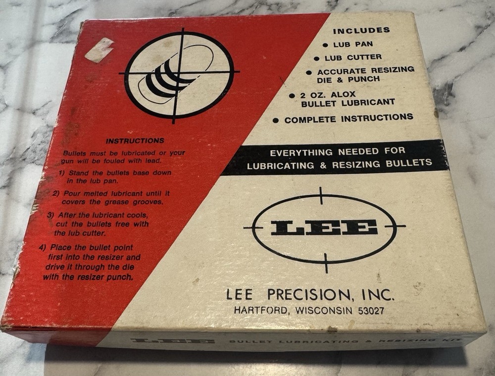 Lee Bullet Sizing & Pan Lube Kit In Box Lee Loader Reloading Casting .309 30-30