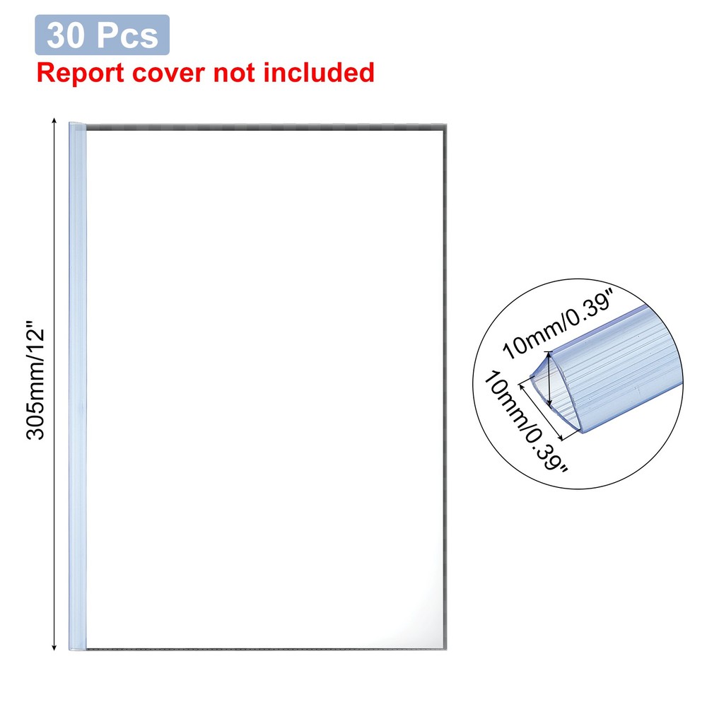 30Pcs 10x10mm Binding Bars, 70 Sheets Capacity, Transparent Blue