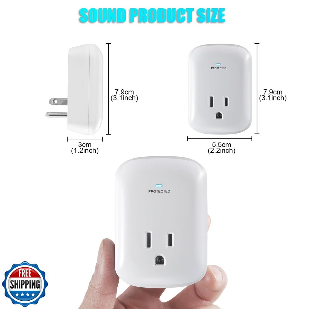 Single Surge Protector Plug, FiiMan ETL Listed Grounded Outlet Wa