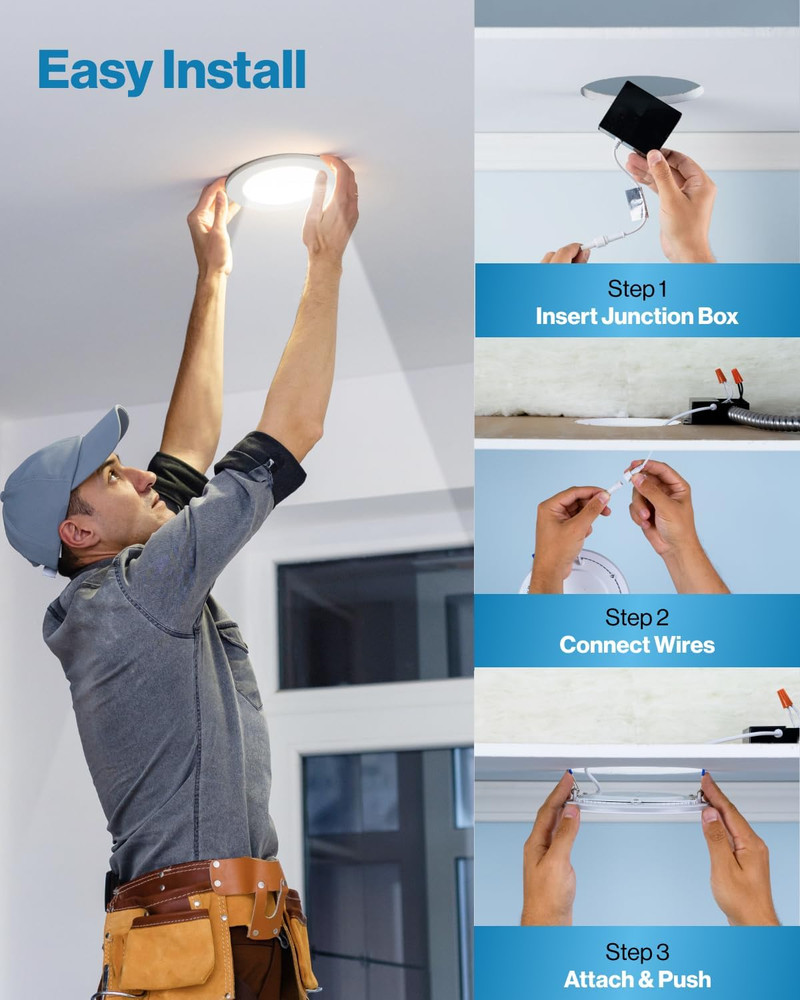 Sunco 12 Pack Recessed Lighting 6 Inch LED, Canless Ceiling Lights Slim with Jun