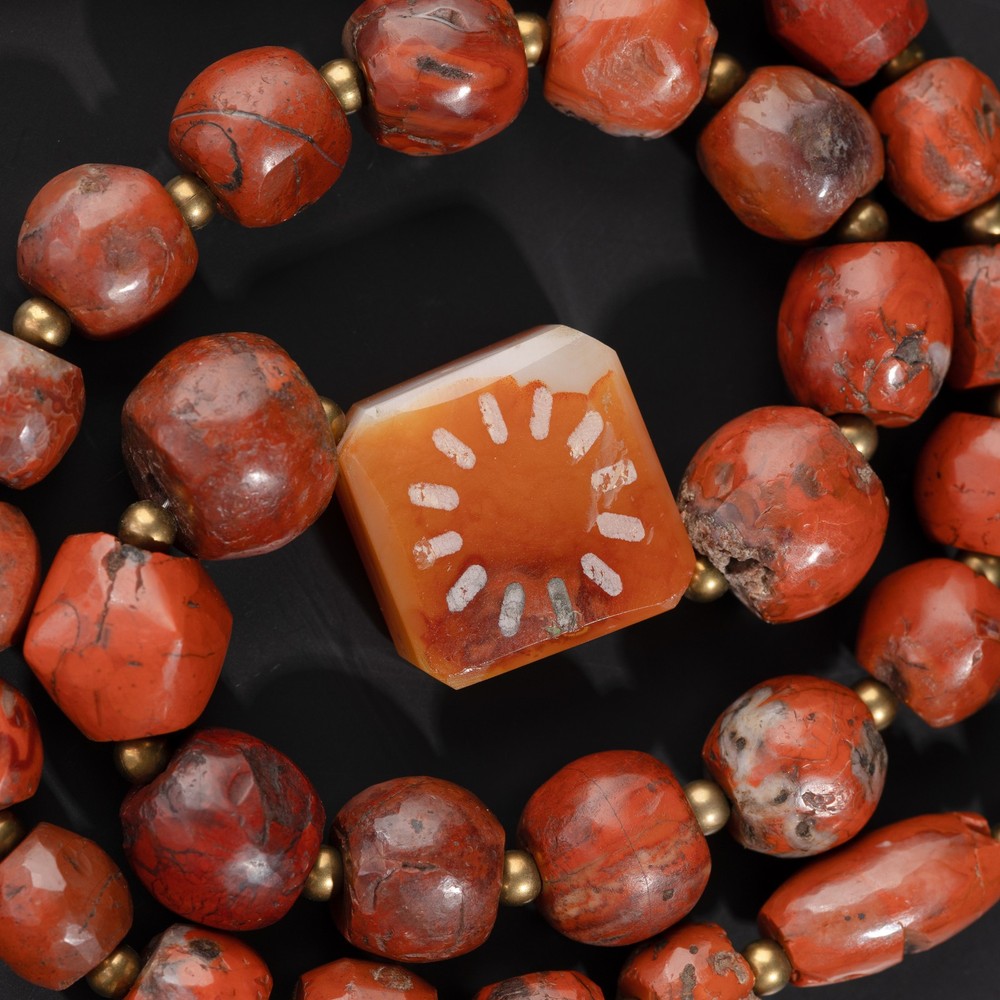 Ancient Bronze Age Jasper Bead Necklace