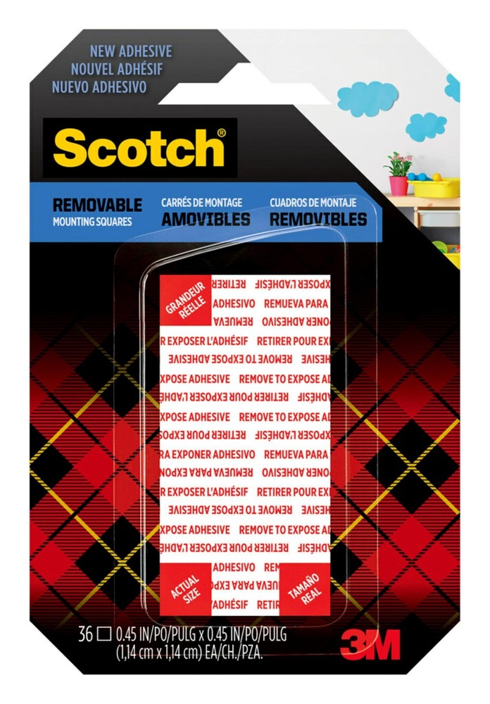 Scotch Removable Double Sided Mounting Squares 36 Adhesive Foam Squares White