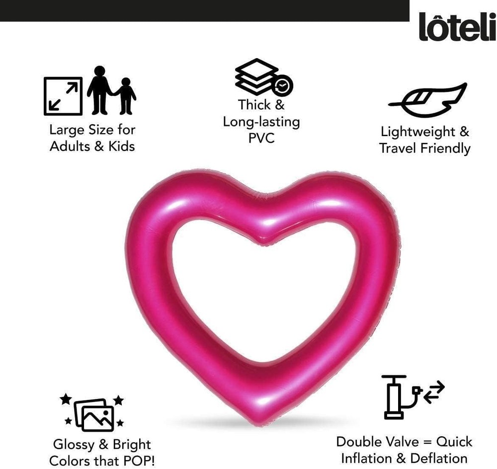 LOTELI Large Metallic Pink Heart Pool Float - 50