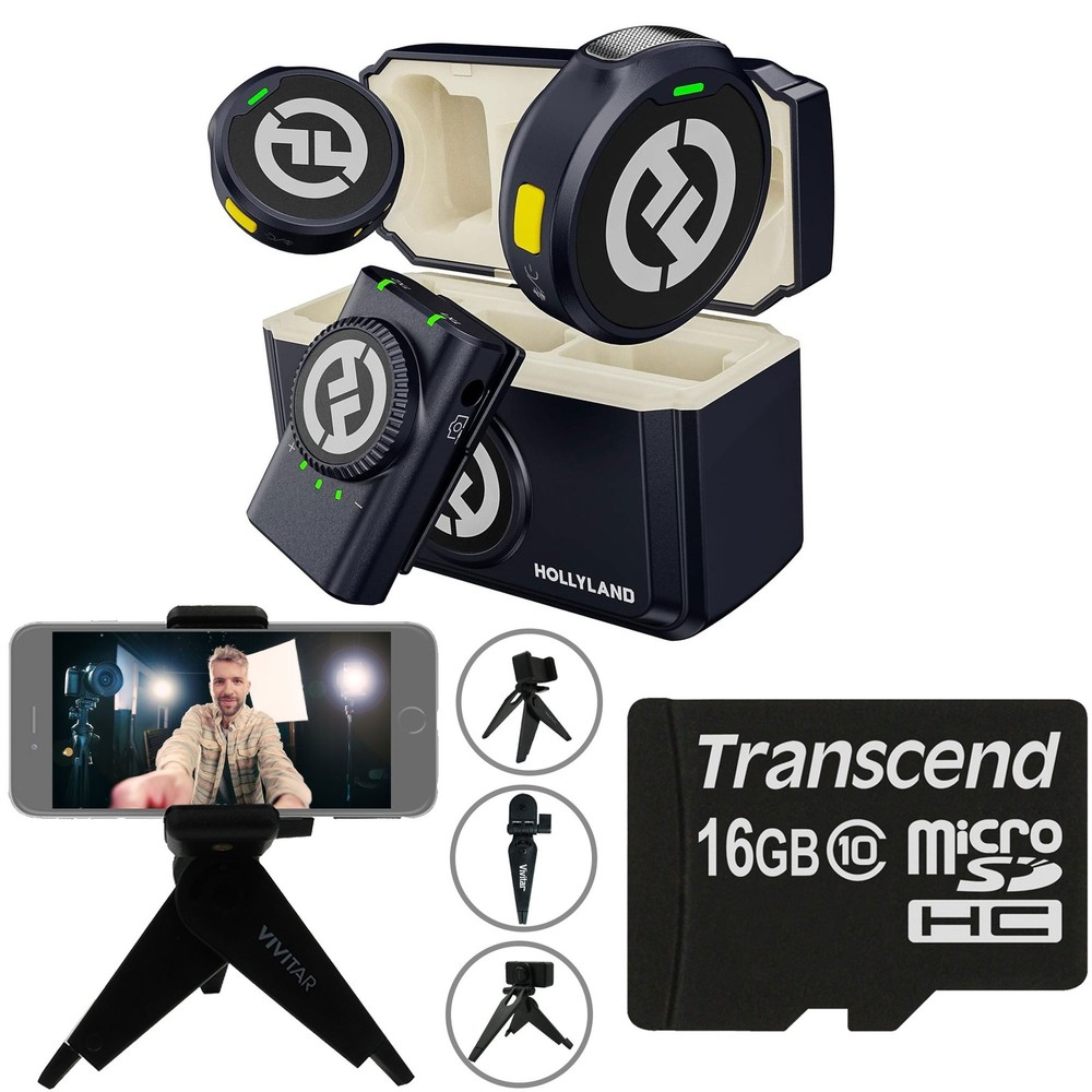 Hollyland LARK M2 DUO Wireless Camera-Mount Mic System, Universal Video Bundle