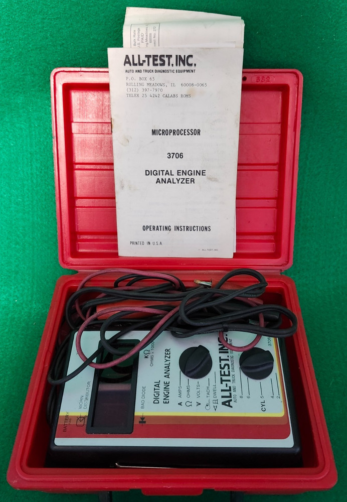 VINTAGE Alltest Digital Engine Analyzer 3706 W/ Red Case Diagnostic Machine Tool