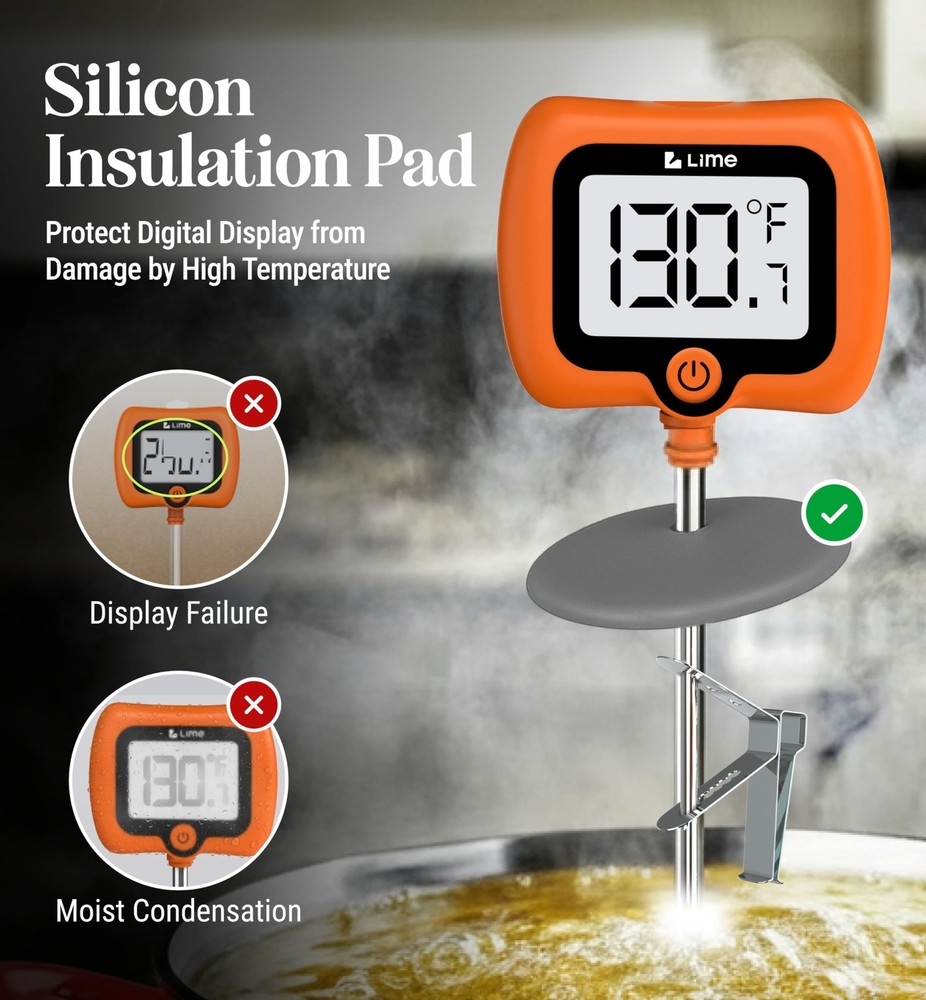 Instant Read Digital Candy Thermometer with Pot Clip and 10" Probe
