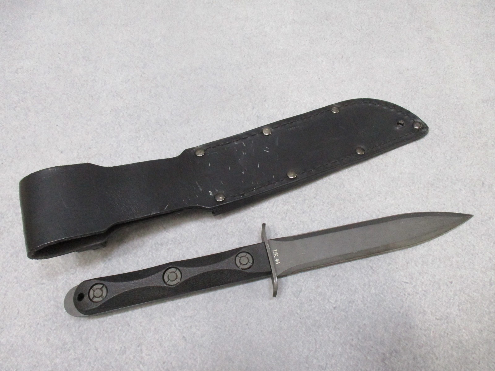 KA-BAR EK44 Commando Knife John Ek Fixed Blade w/ Leather Sheath Used