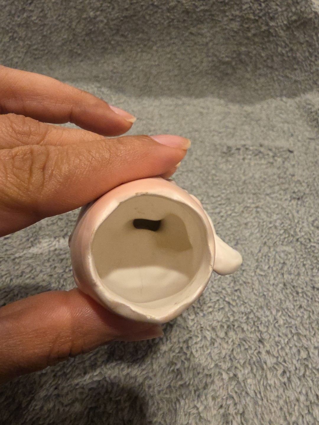 Napcoware Vintage Japan Ceramic Easter Bunny Rabbit Holding Egg C-6347 Vessel