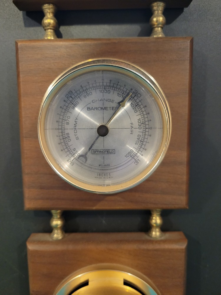 Springfield Barometer Thermometer Humidity Meter Wood Wall Hanging