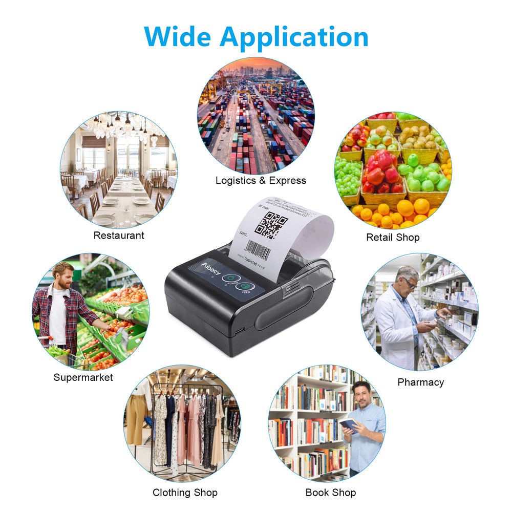 Aibecy 58mm Portable Thermal Printer Lable Receipt Printer J4K1
