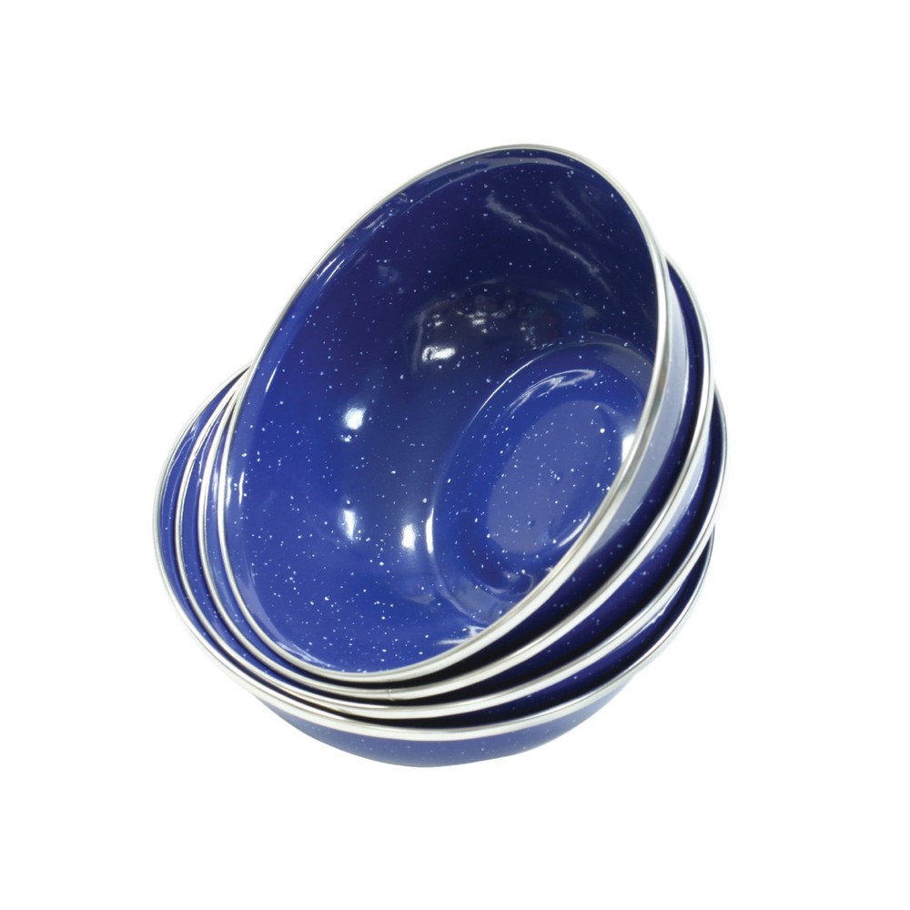 Deluxe 24-Piece Enamel Tableware Set Blue