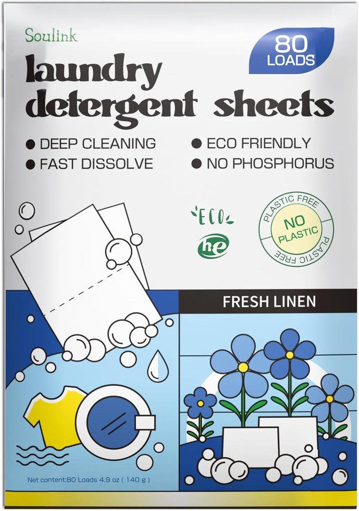 Laundry Deternt Sheets Up to 80 Loads, Eco Friendly Deternt