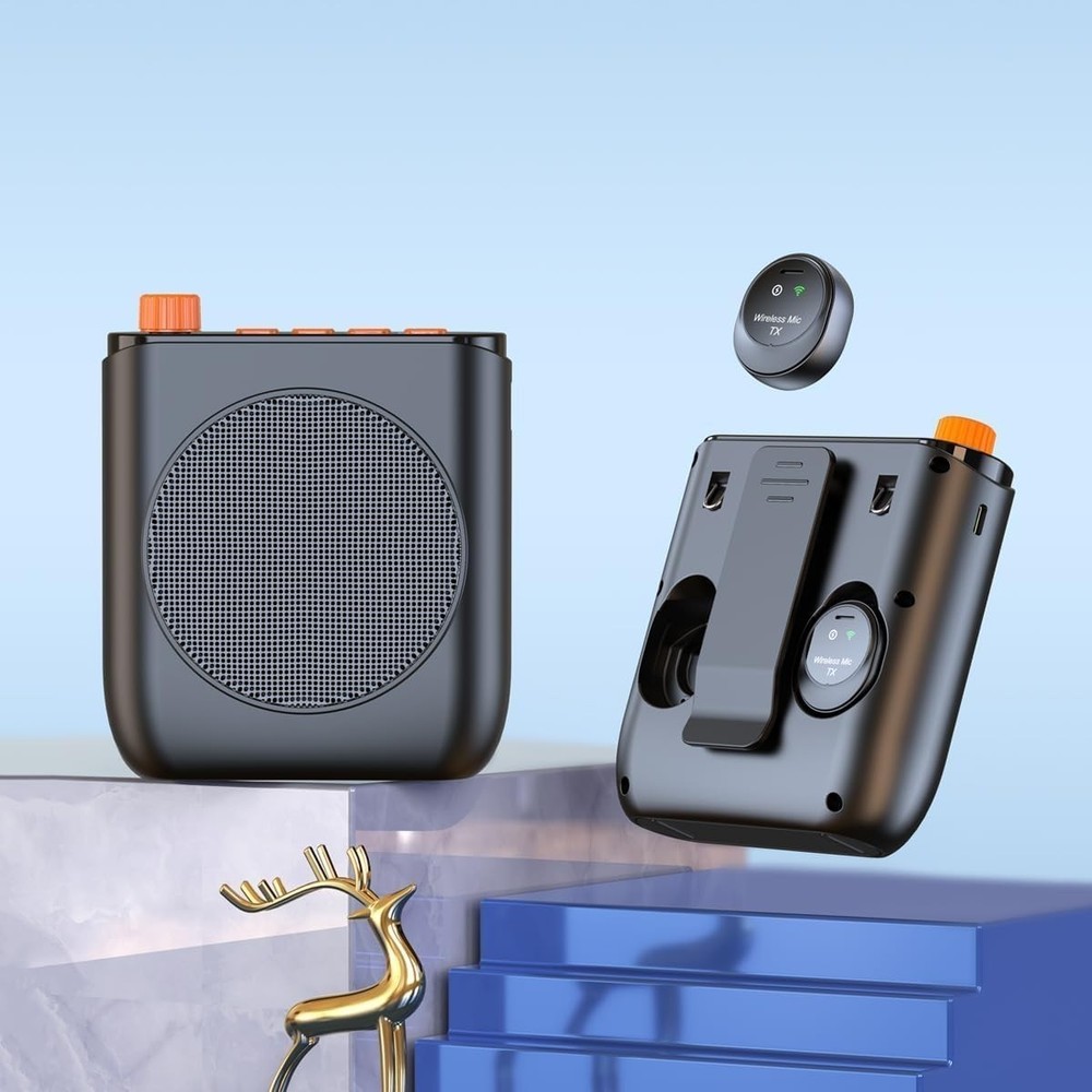 Voice Amplifier with Wireless Lavalier Microphone, Portable Clip-On Microphone，a
