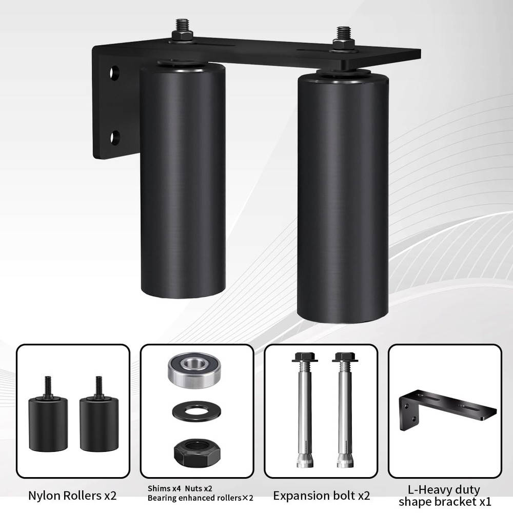 Sdstone Slide Gate Guide Roller 6" Black with L Rear Post 6 Inch