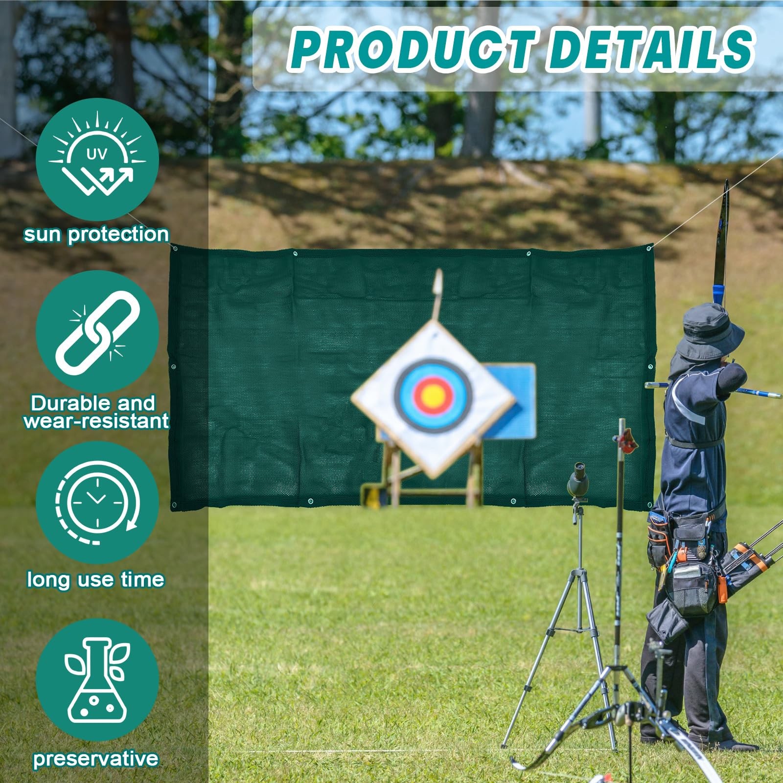 Archery Backstop - Heavy Duty Reinforced Netting, Back Stop Net, Ideal for Ou