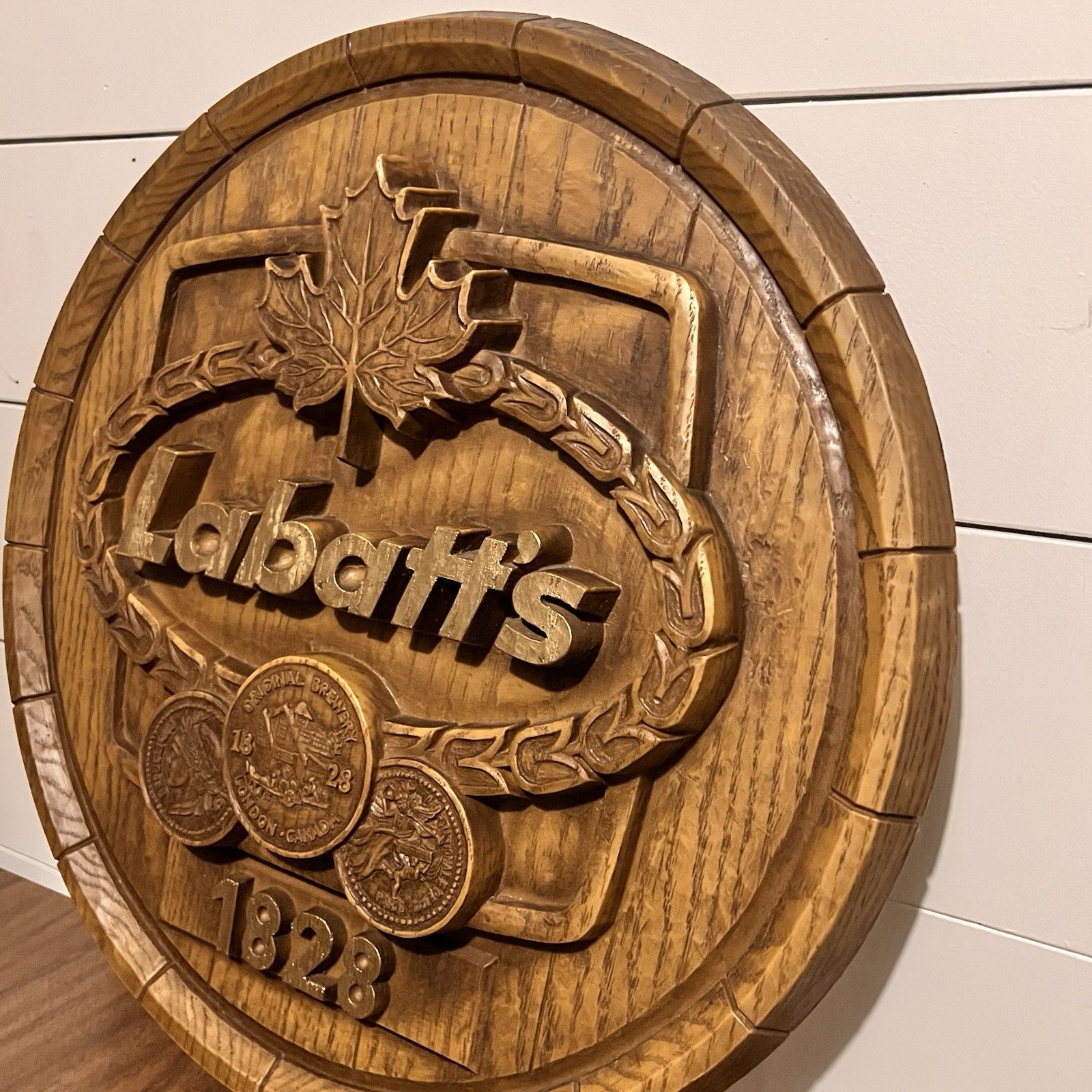 Labatt’s Beer Barrel Wall Sign 19” Vintage 3D Canadian Brewery Bar Decor
